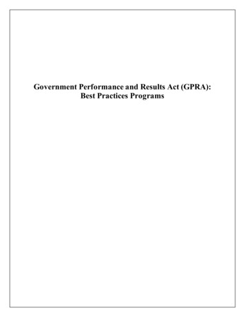 Government Performance And Results Act (GPRA) : Best Practices Programs