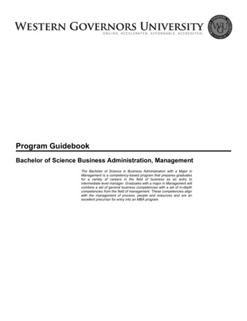 B.S. Business Admin, Business Management Program Guide