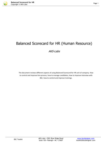 Balanced Scorecard For HR (Human Resource) - Free Plan