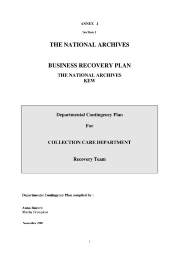 Business Recovery Plan - The National Archives