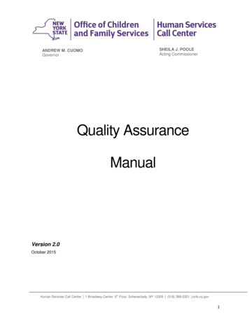Call Center Quality Assurance Manual - OCFS