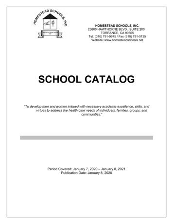 SCHOOL CATALOG - Homestead Schools, Inc. In Torrance, CA