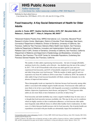 Food Insecurity: A Key Social Determinant Of Health For Older Adults