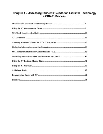Chapter 1 - Assessing Students' Needs For Assistive Technology (ASNAT .