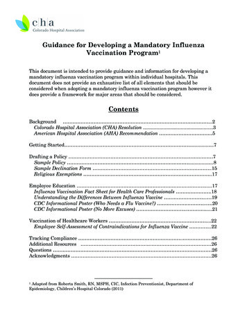 Guidance For Developing A Mandatory Influenza Vaccination Program Contents