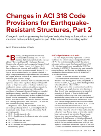 Changes In ACI 318 Code Provisions For Earthquake .