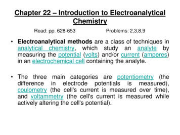 Chapter 22 – Introduction To Electroanalytical Chemistry
