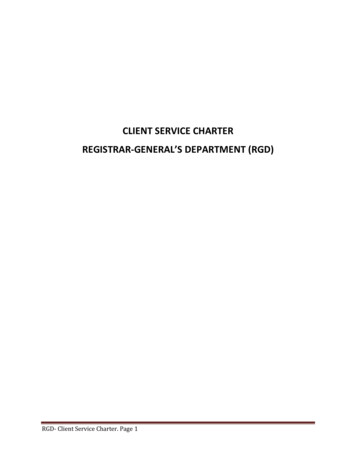 Client Service Charter Registrar-general'S Department (Rgd)