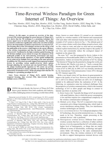 IEEE INTERNET OF THINGS JOURNAL, VOL. 1, NO. 1, 