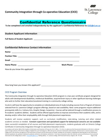 Confidential Reference Questionnaire