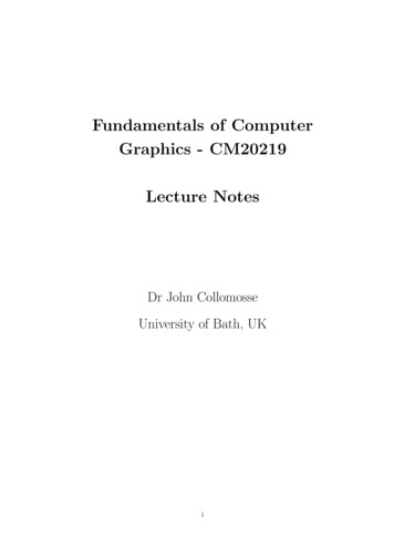 Fundamentals Of Computer Graphics - CM20219 Lecture Notes