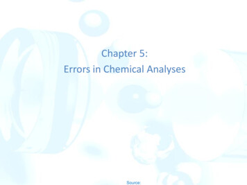 Chapter 5: Errors In Chemical Analyses
