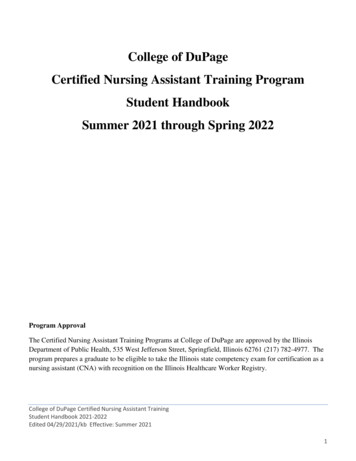 College Of DuPage Certified Nursing Assistant Training .
