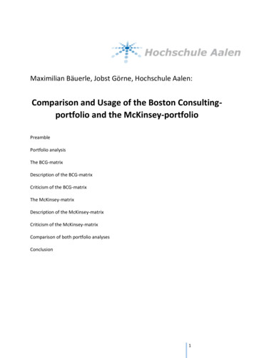 Comparison And Usage Of The Boston Consulting- Portfolio .