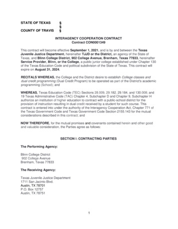 State Of Texas § County Of Travis § Interagency Cooperation Contract .