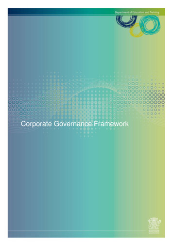 Corporate Governance Framework - Department Of Education