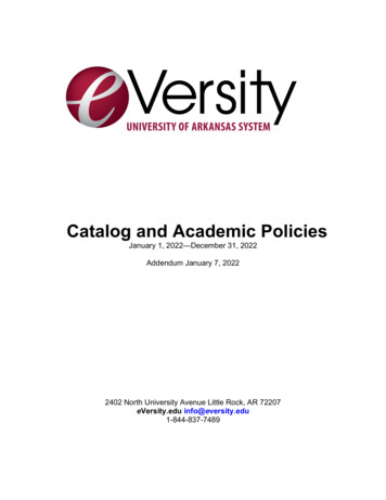Catalog And Academic Policies - UA System EVersity
