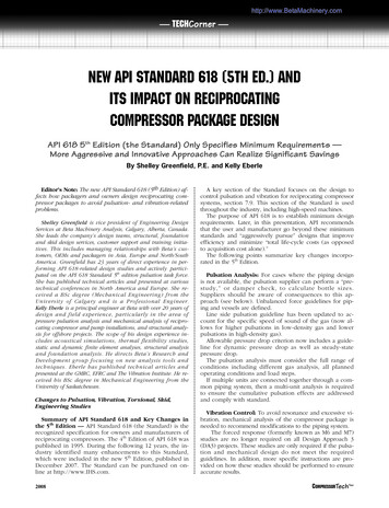 NEW API STANDARD 618 (5TH ED.) AND ITS IMPACT ON .