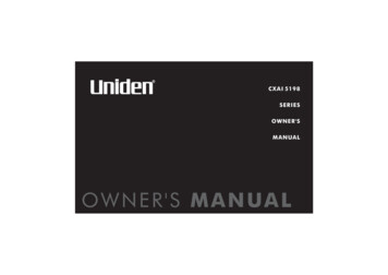 Cxai5198 Series Owner'S Manual