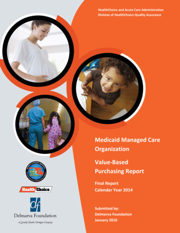 Medicaid Managed Care Organization Value-Based Purchasing Report