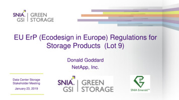 EU ErP (Ecodesign In Europe) Regulations For Storage Products . - SNIA