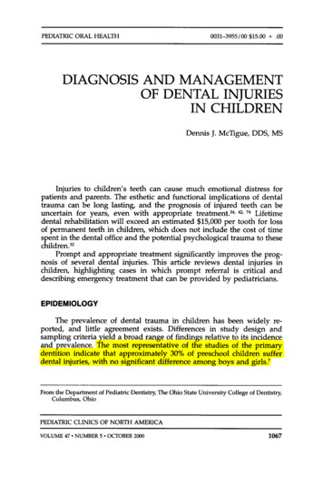 DIAGNOSIS AND MANAGEMENT OF DENTAL INJURIES IN 