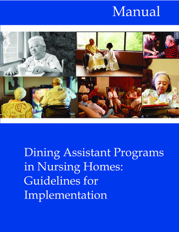 Dining Assistant Programs In Nursing Homes: Guidelines For .