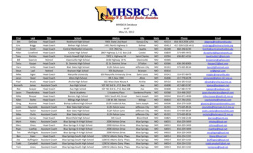 MHSBCA Database As Of May 13, 2012
