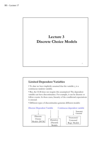 Lecture 3 Discrete Choice Models