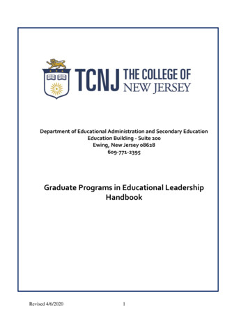 Graduate Programs In Educational Leadership Handbook - TCNJ