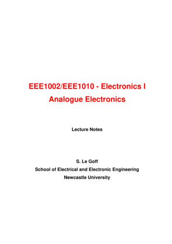 EEE1002/EEE1010 - Electronics I Analogue Electronics