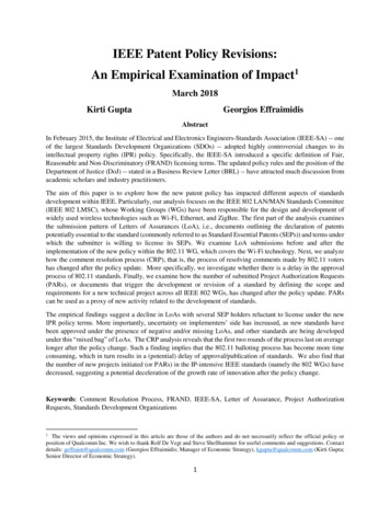 IEEE Patent Policy Revisions: An Empirical Examination Of .