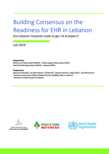 Building Consensus On The Readiness For EHR In Lebanon