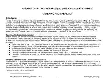 ENGLISH LANGUAGE LEARNER (ELL) PROFICIENCY 