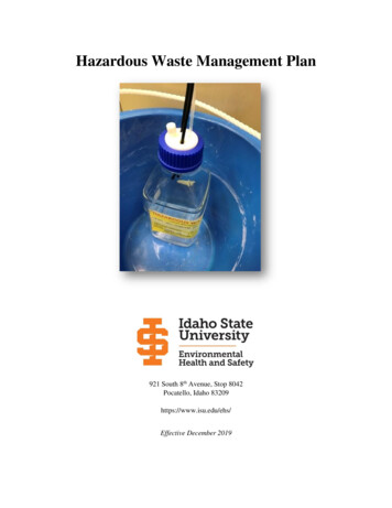 Hazardous Waste Management Plan - Idaho State University