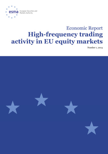 ESMA Economic Report - HFT Activity In EU Equity Markets