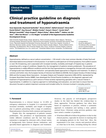 Clinical Practice Guideline On Diagnosis And Treatment Of .
