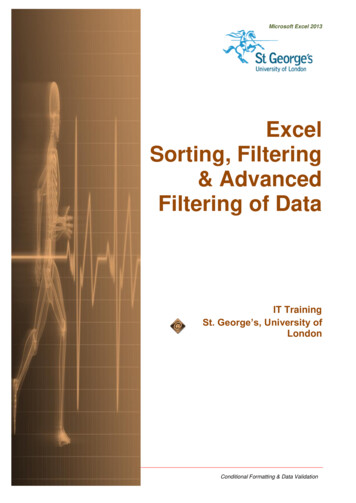 Excel Filtering And Advanced Filtering Manual - SGUL