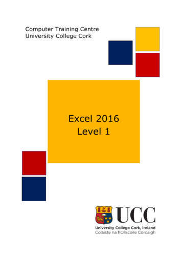 Excel 2016 Level 1 - University College Cork