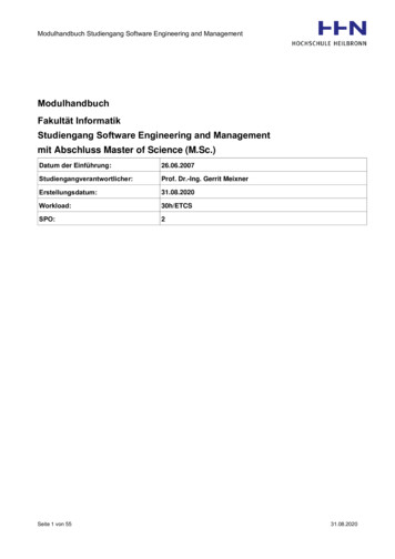 Mit Abschluss Master Of Science (M.Sc.) Modulhandbuch Studiengang .