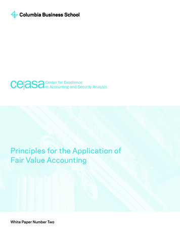 Principles For The Application Of Fair Value Accounting