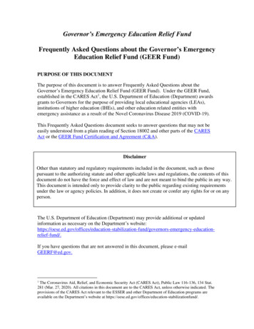 Frequently Asked Questions About The Governor's Emergency Education .