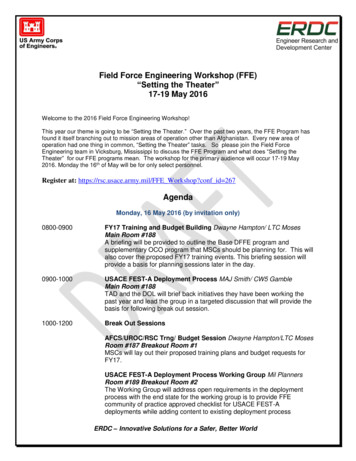 Field Force Engineering Workshop (FFE) 