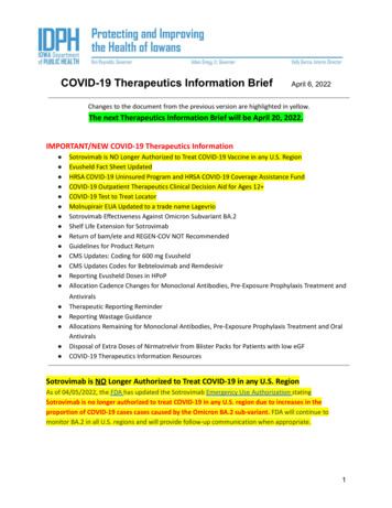 Sotrovimab Is NO Longer Authorized To Treat COVID-19 Vaccine In Any U.S .
