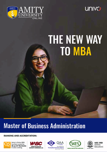 THE NEW WAY TO MBA - Amity Online