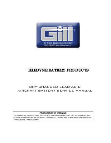 Flooded Service Manual - Teledyne Battery Products