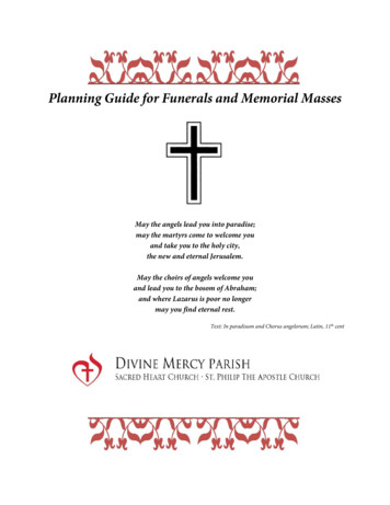 Planning Guide For Funerals And Memorial Masses - DIVINE MERCY MUSIC