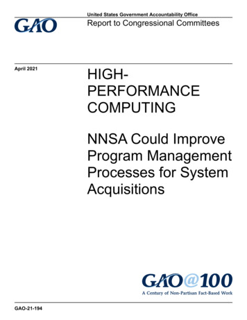 GAO-21-194: HIGH-PERFORMANCE COMPUTING: NNSA Could Improve Program .
