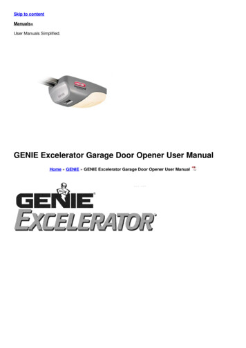 GENIE Excelerator Garage Door Opener User Manual - 
