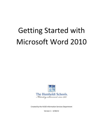 Getting Started With Microsoft Word 2010